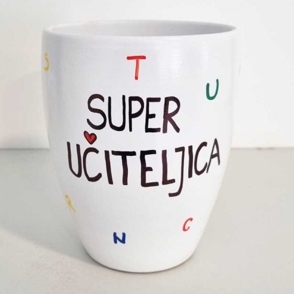 Lonec z ročno poslikavo Super učiteljica - orhideja